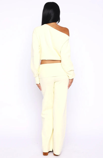 Cant Find The Words Knit Pants Lemon