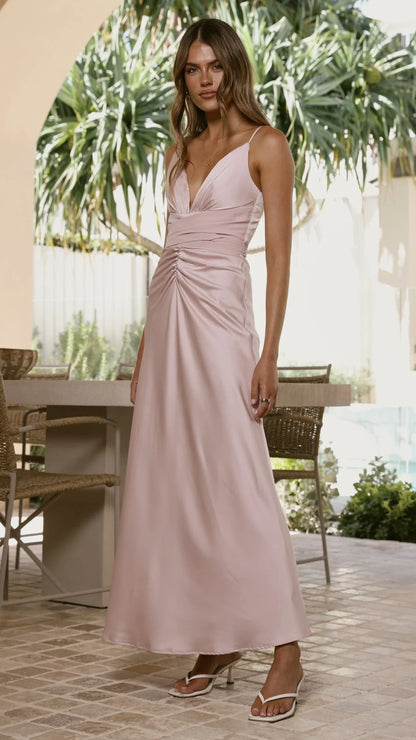 Zada Bow Maxi Dress Pink