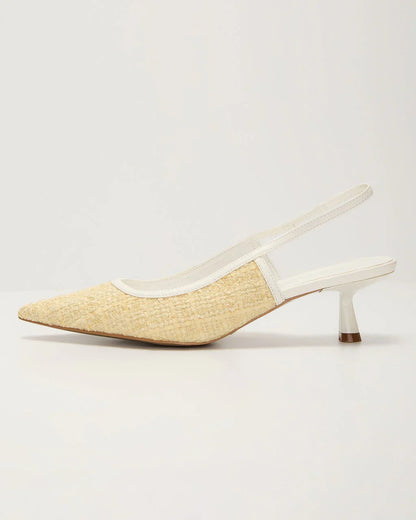 Poised Moment Tweed Slingback Kitten Heels