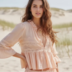 Boho Lace Long Sleeve Babydoll Top