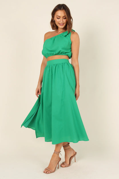 Isla One Shoulder Top Green