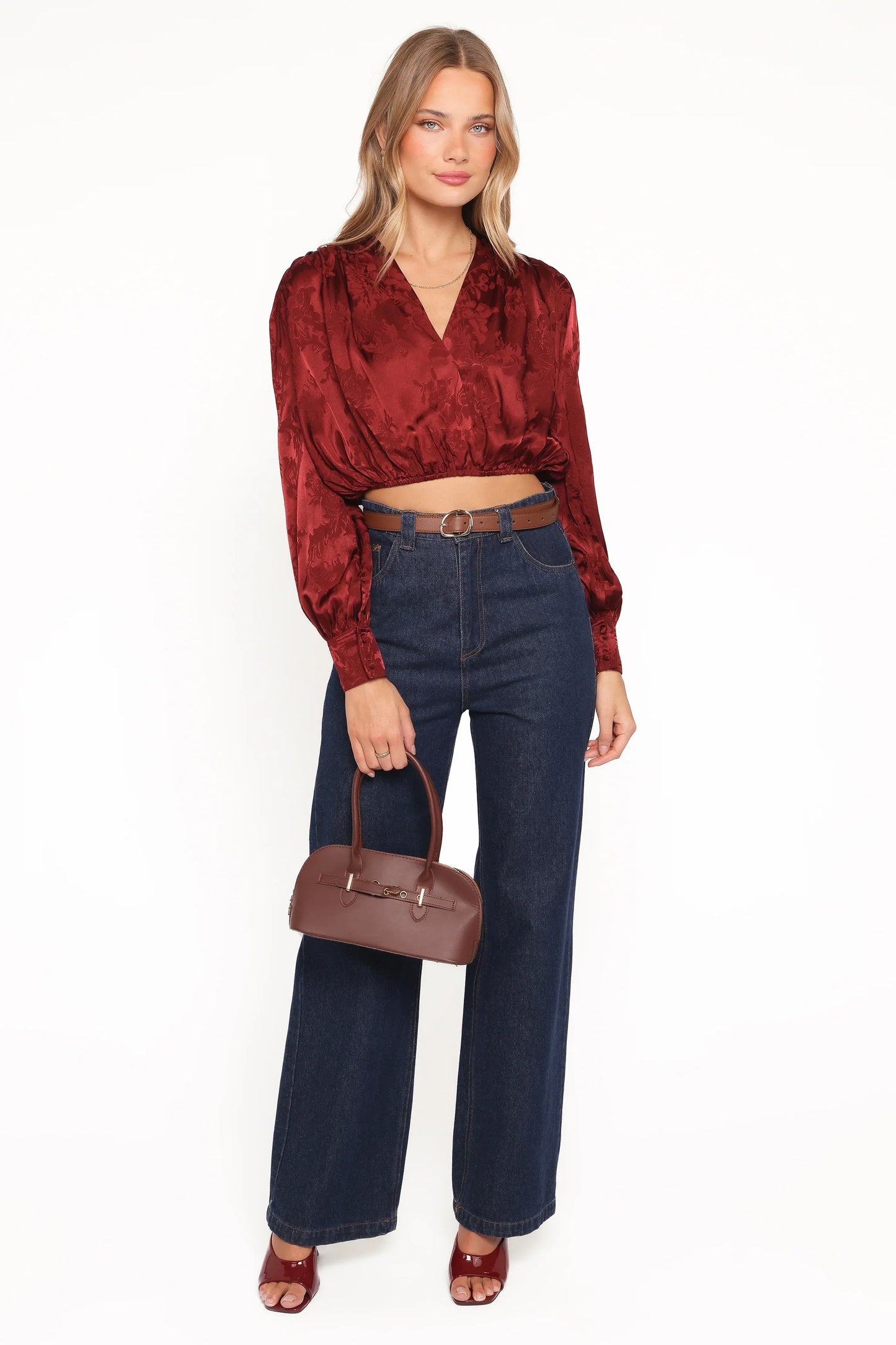 Bowman Cropped Blouse Wine