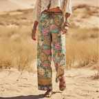 Boho Botanical Paradise Wide Leg Palazzo Pants