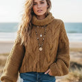 Boho Chunky Knit Turtleneck Sweater