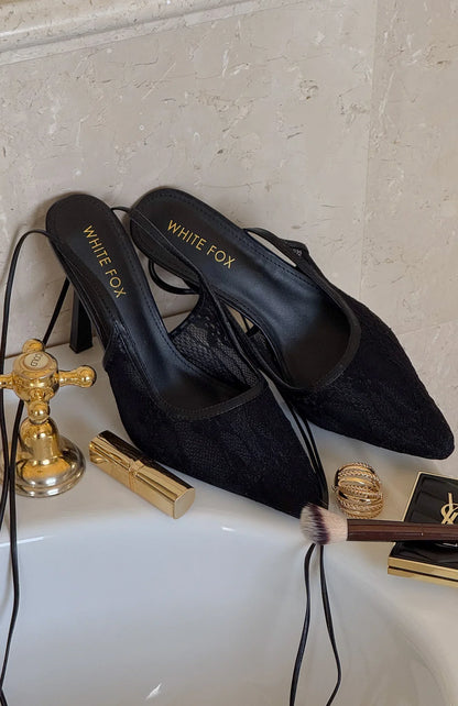 Sonnet Wrap Heels Black Lace