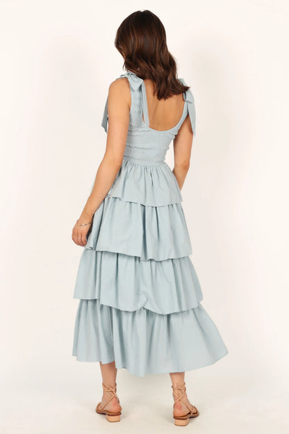 Raphael Tiered Maxi Dress Blue
