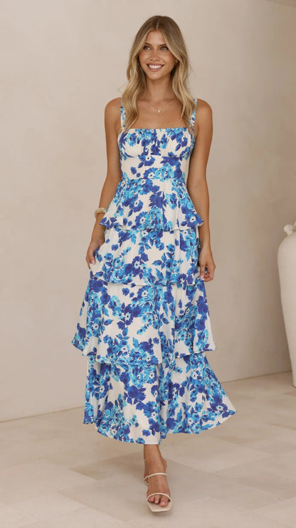 Odilia Maxi Dress Blue White Floral