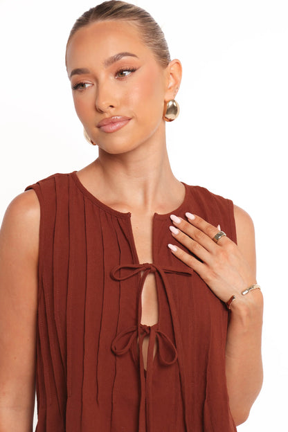 Nika Pleated Top Chocolate Brown