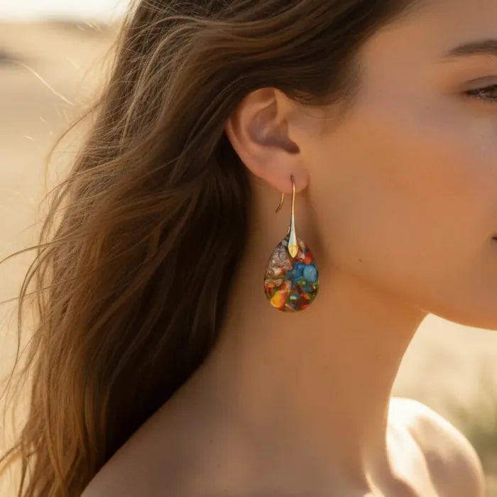 Boho Natural Stone Water Drop Dangle Earrings