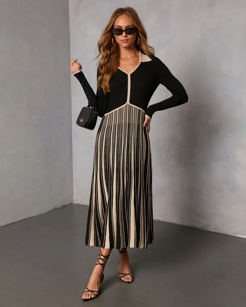 Sunday Nine Striped Twofer Midi Dress