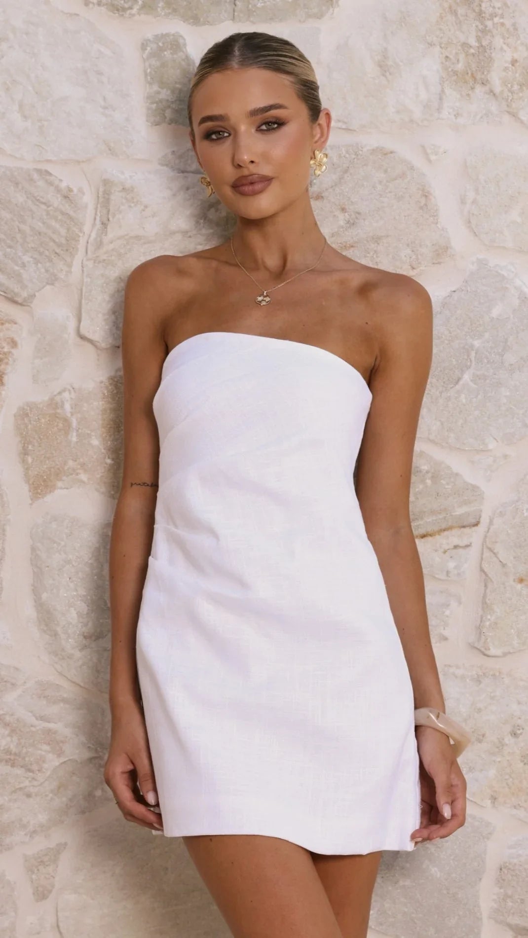 Dana Strapless Mini Dress White