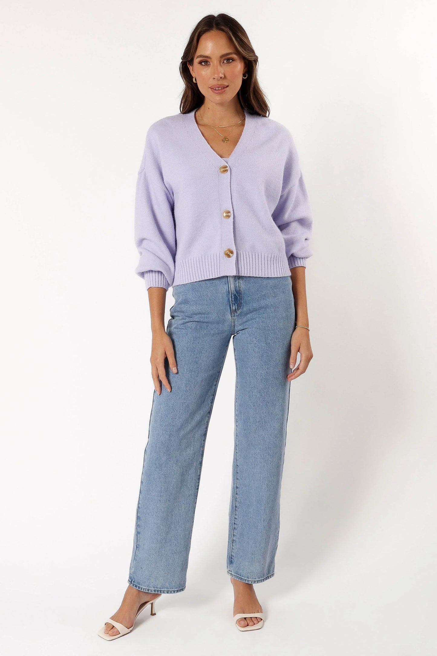 Isabel Button Front Cardigan Lilac