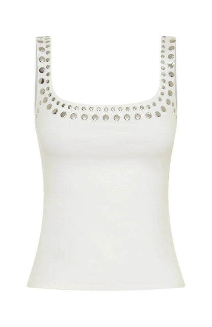 Lets Play Studded Tank Top White