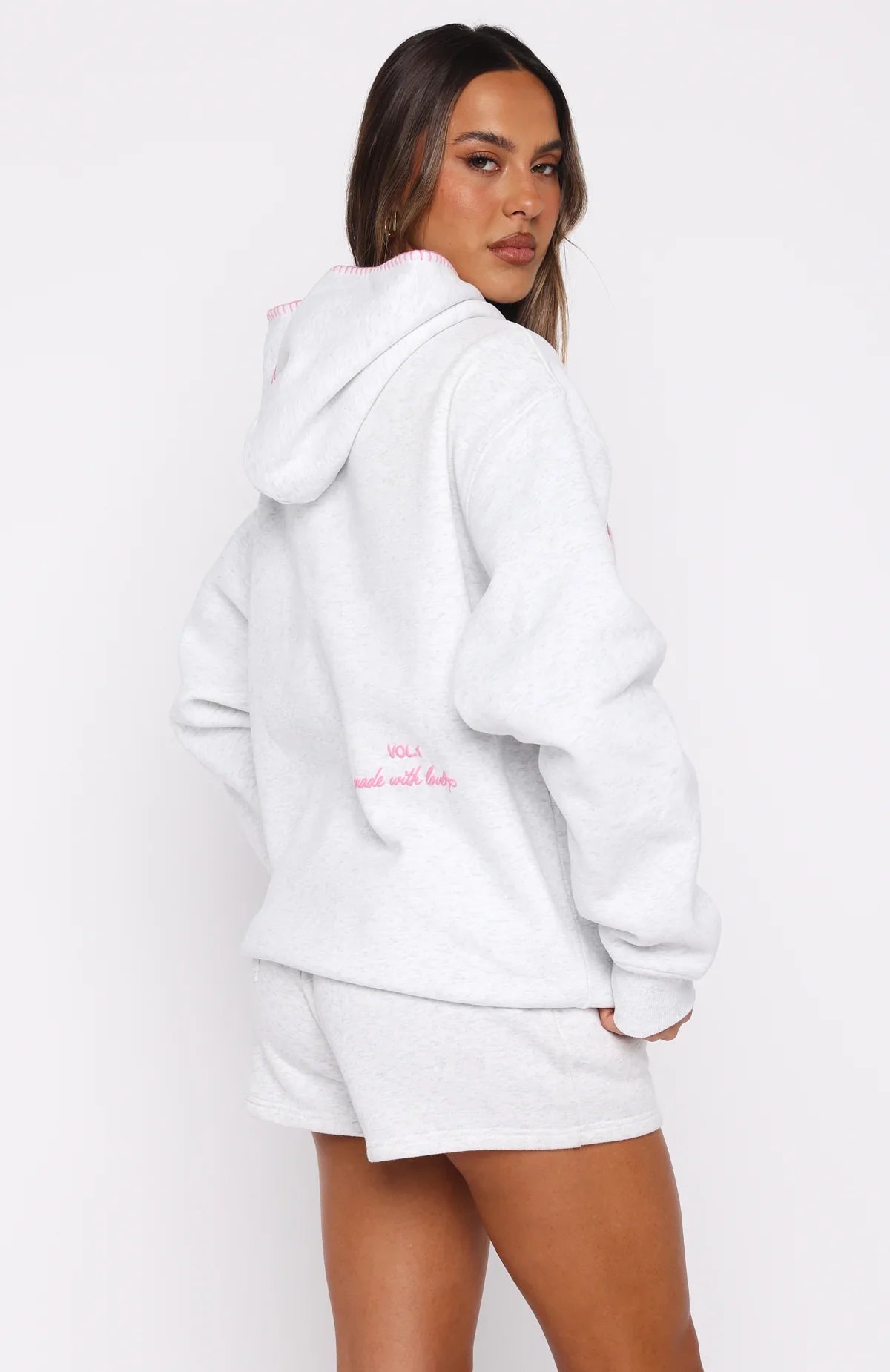 Vol 1 Front Graphic Oversized Hoodie Grey Marle