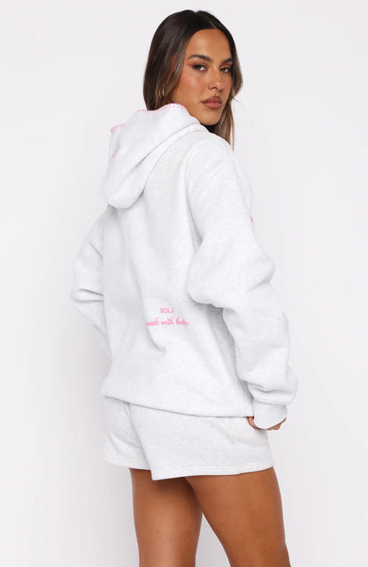 Vol 1 Front Graphic Oversized Hoodie Grey Marle