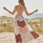 Pink Floral Patchwork Maxi Dress