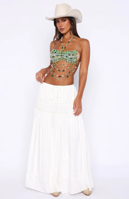 Own The Night Beaded Top Green