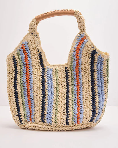 Sunswept Form Striped Straw Tote Bag