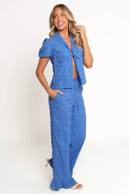 Katya Embroidered Pants Cobalt