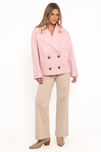 Lindy Cropped Coat Baby Pink