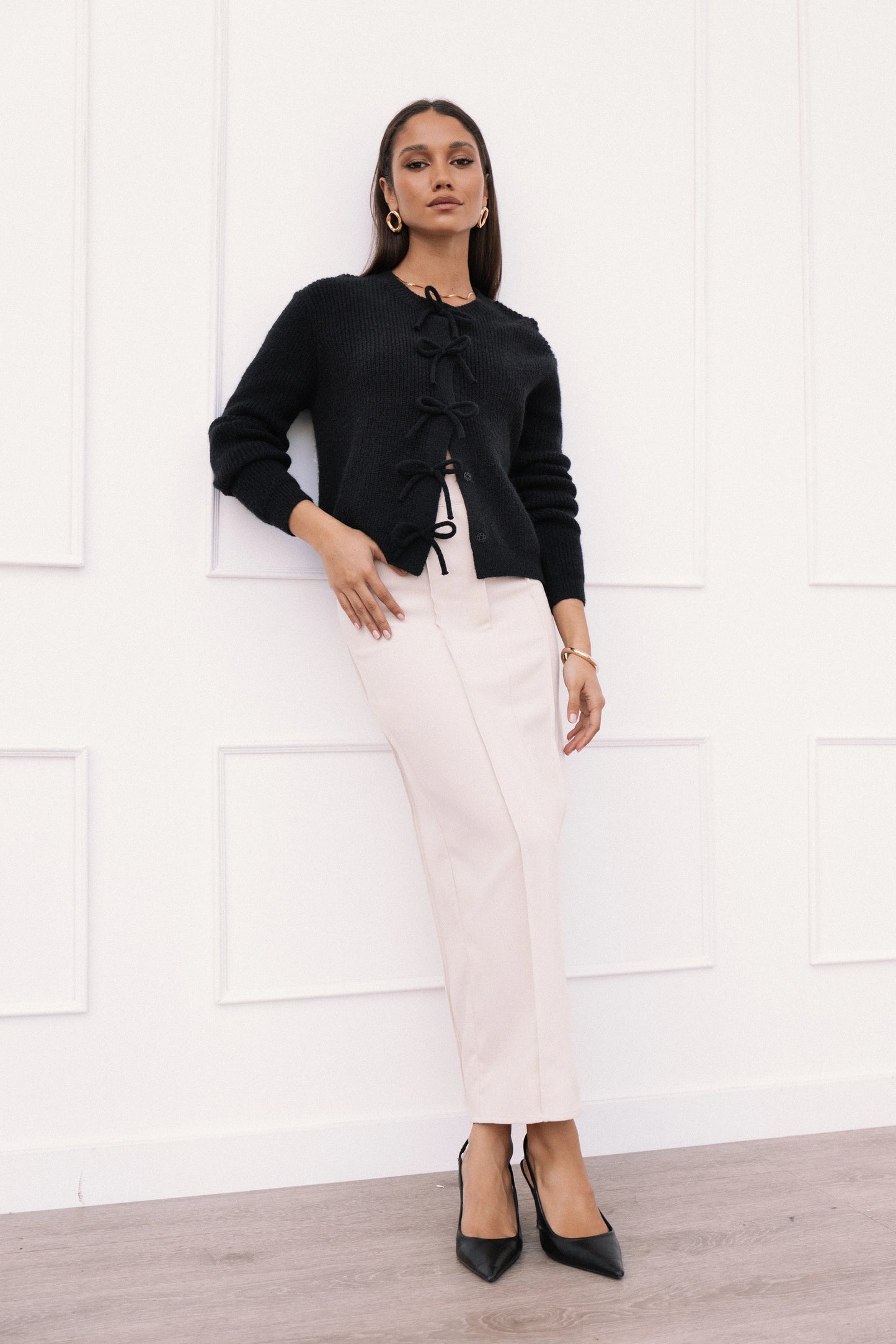 Wilde Bow Front Cardigan Black