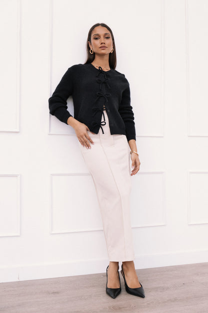 Wilde Bow Front Cardigan Black