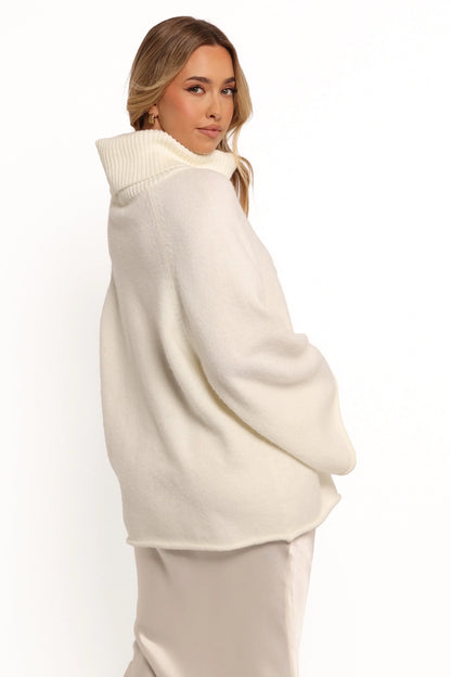 Bindy Cowlneck Knit Sweater White