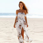 Off Shoulder Floral Maxi Dress with Side Slit