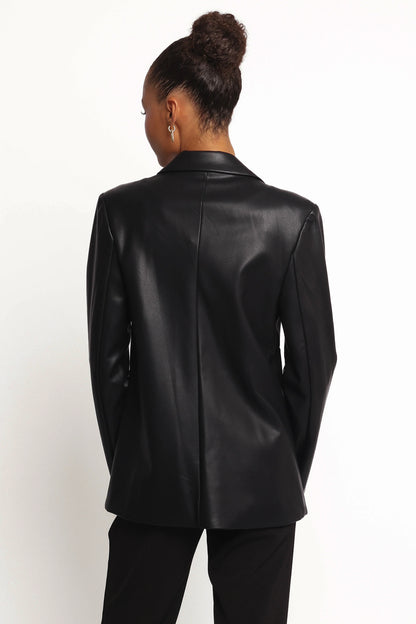 Jamie Faux Leather Blazer Black