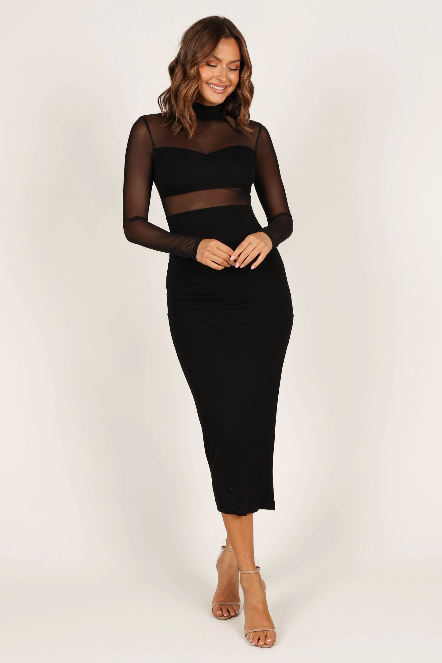 Farrow Long Sleeve Midi Dress Black