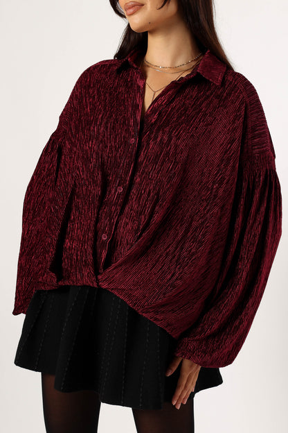 Cadence Long Sleeve Top Burgundy