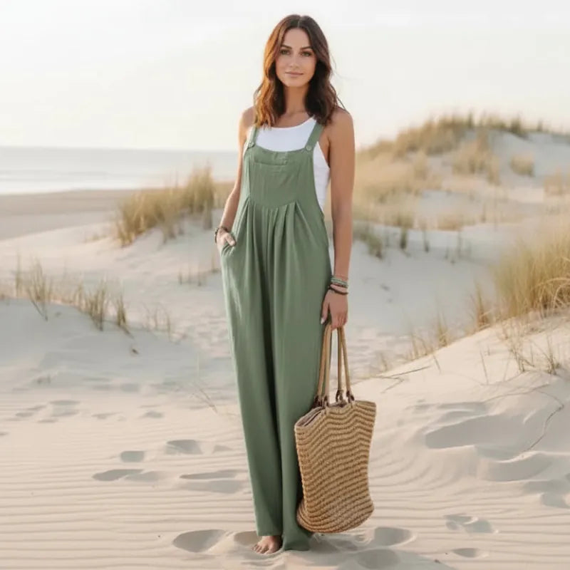 Boho Casual Flare Leg Jumpsuit Overalls