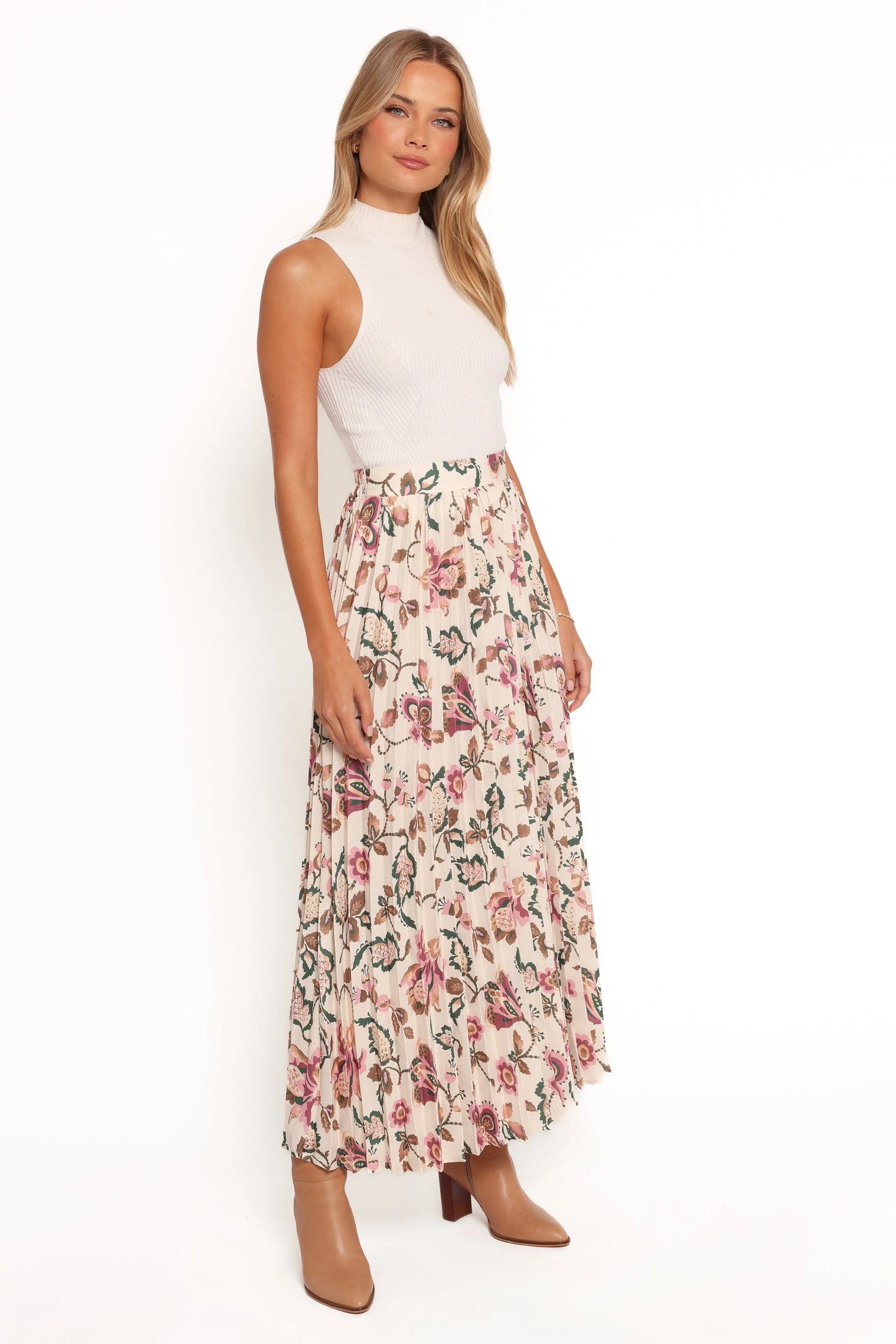 Michael Pleated Midi Skirt Paisley Floral