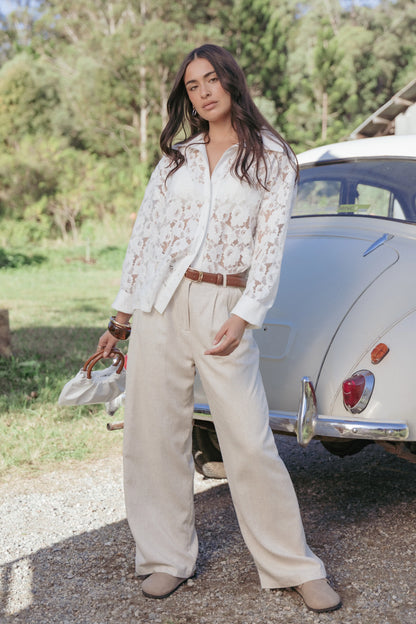 Carol Lace Shirt White