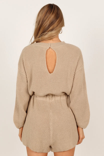 Sloane Sweater Romper Taupe