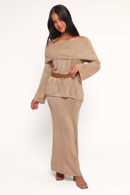 Indya Off Shoulder Top Mocha