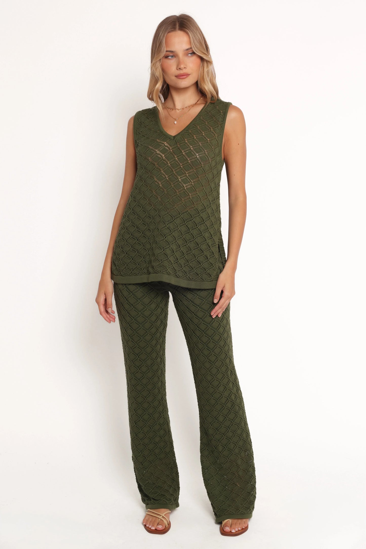 Sable Textured Knit Top Olive