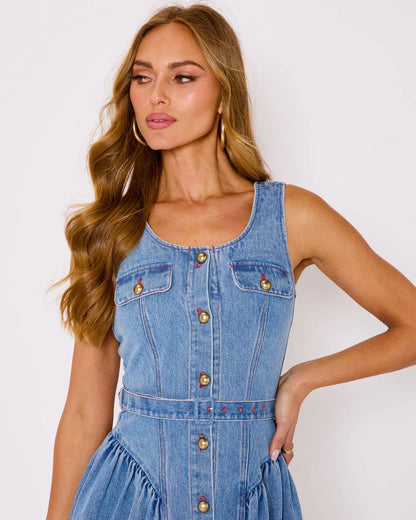 Laureline Belted Denim Mini Dress