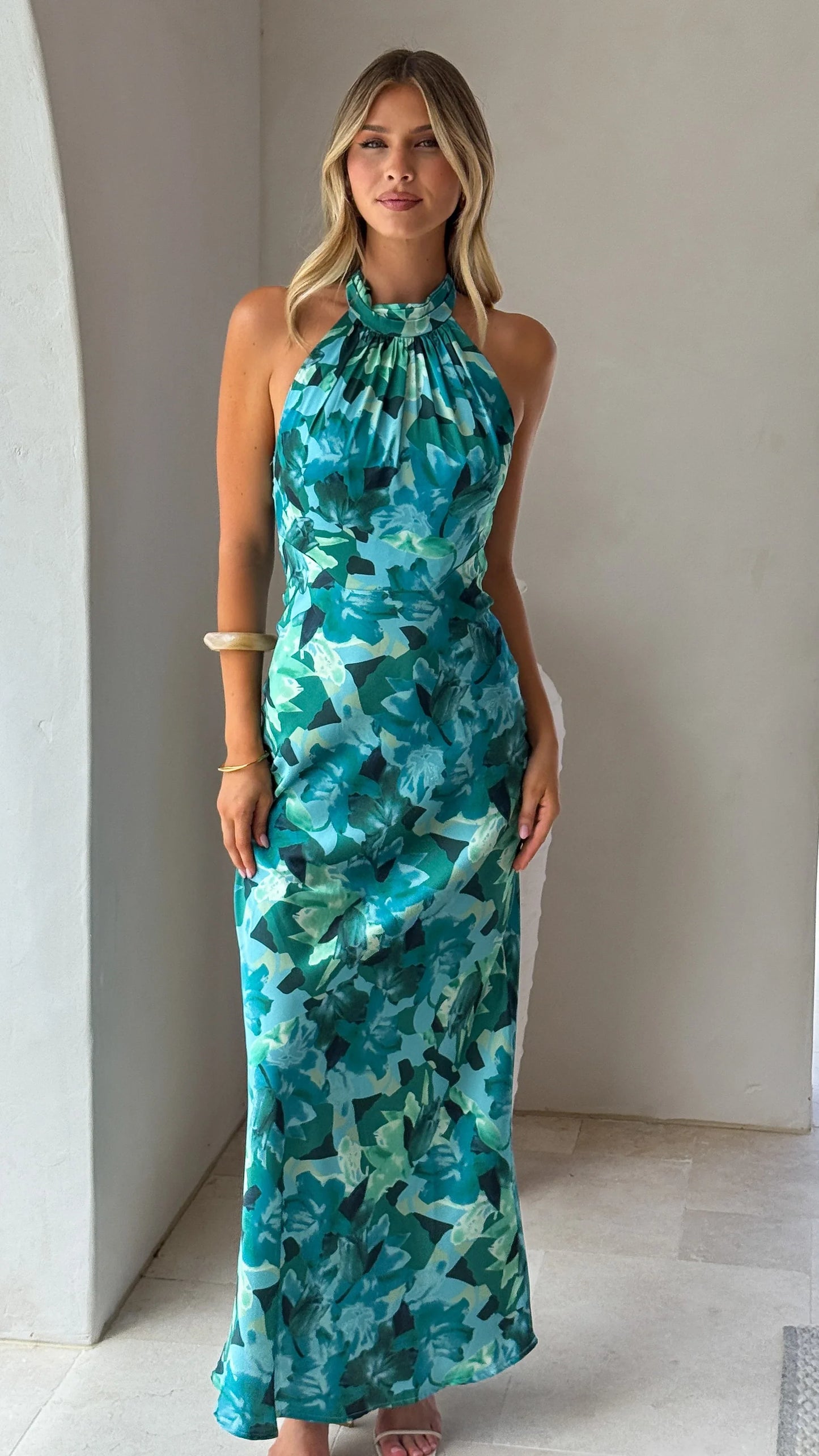 Oralia Maxi Dress Dark Green Floral
