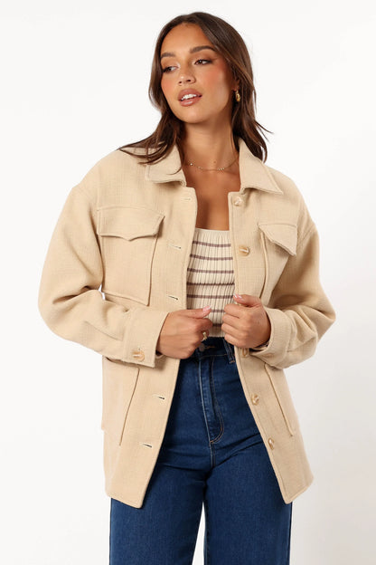 Arlow Tie Front Shacket Cream