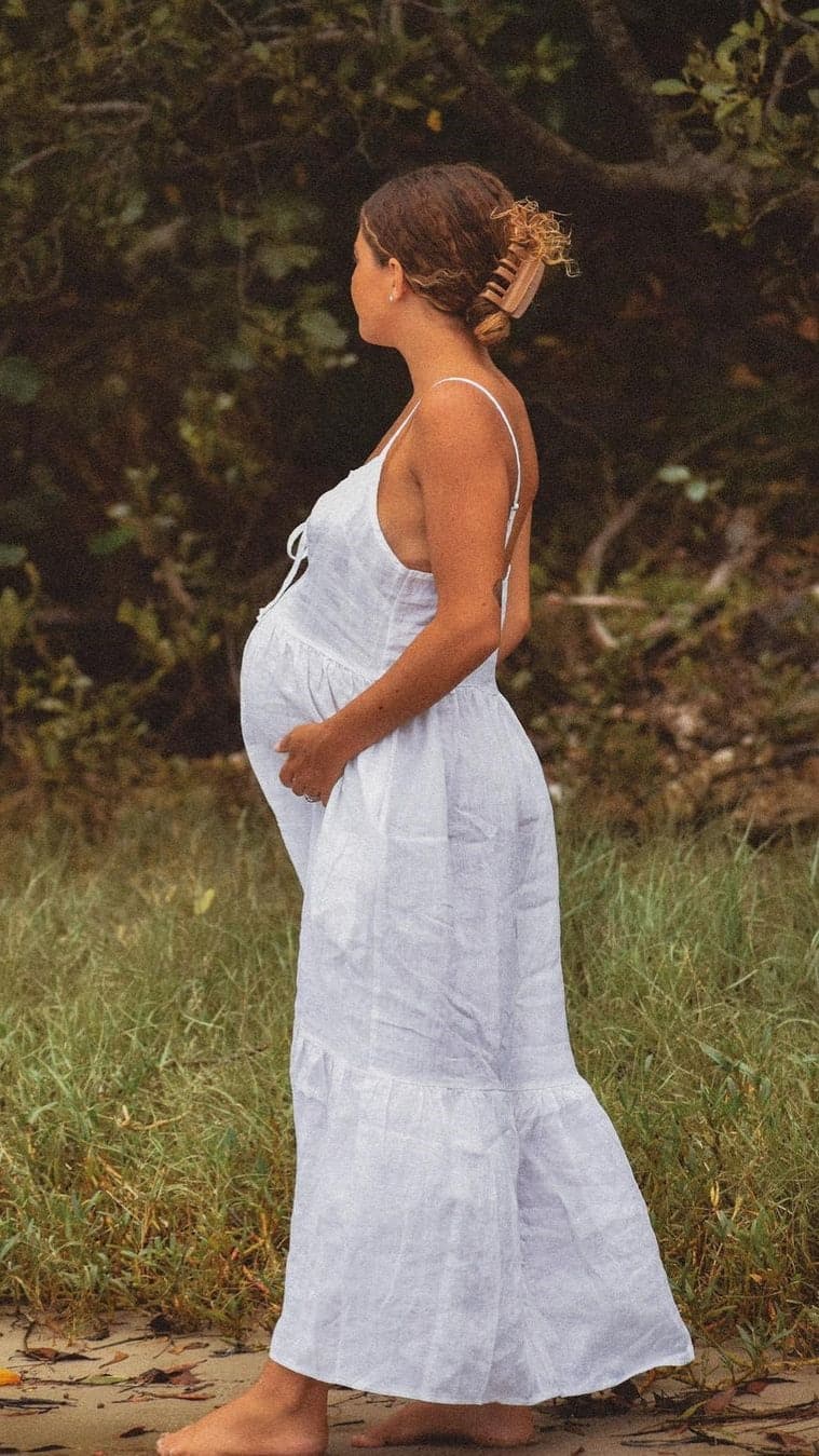 Avalia Linen Maxi Dress White