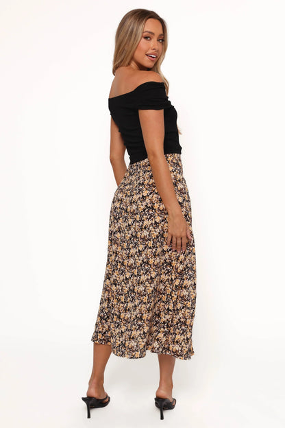 Willow Midi Skirt Black Ditsy Floral