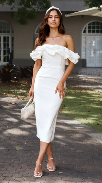 Bernadette Midi Dress White
