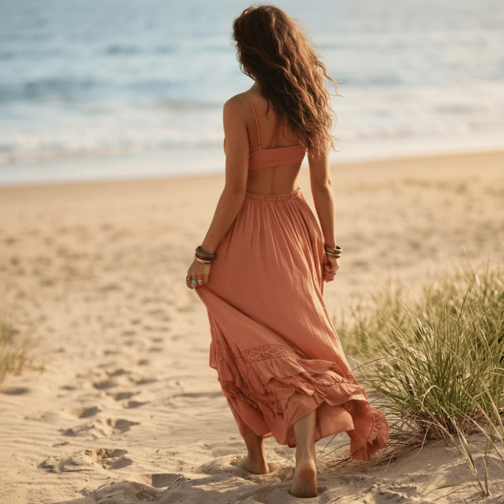 Boho Ruffle Tiered Summer Maxi Dress