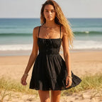 Boho Backless Tiered Mini Dress