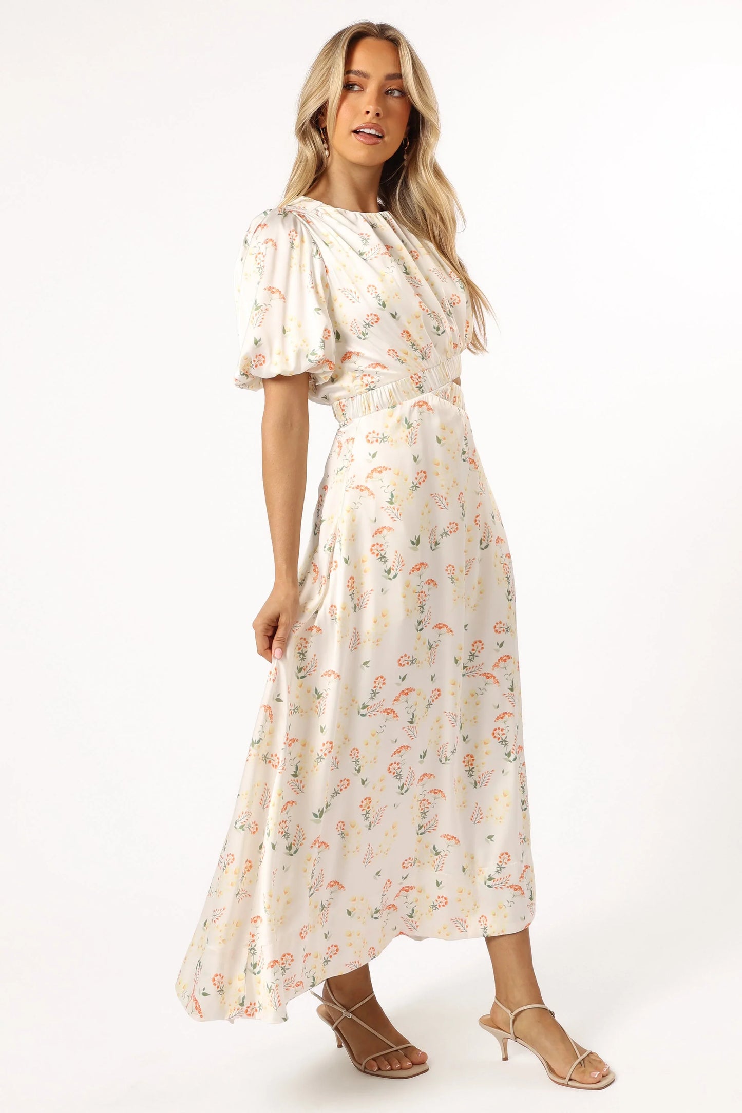 Aminah Puff Sleeve Dress Yellow Floral