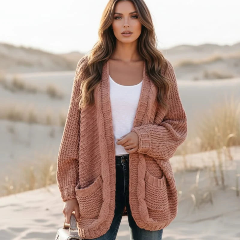 Boho Oversized Knit Cardigan with Pockets