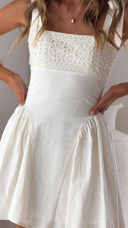 Nari Tie Strap Mini Dress White