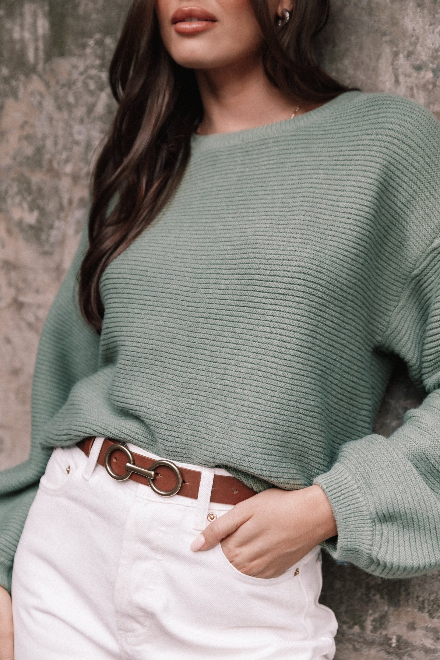 Lakelyn Textured Knit Sweater Khaki