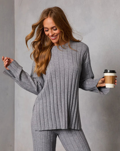 Homebody Hour Ribbed Knit Sweater